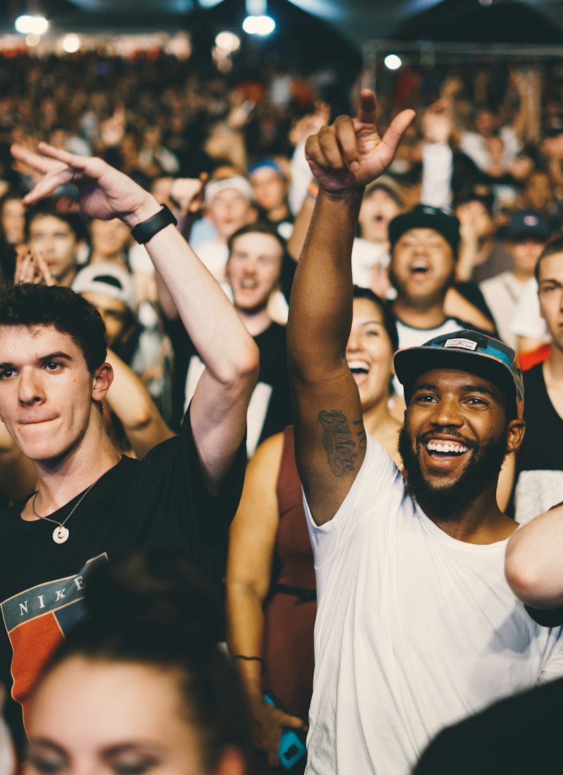 Cheering crowd at a live concert