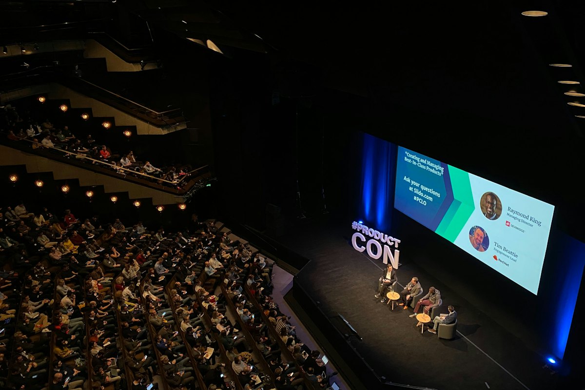 Conference main stage seen from the balcony